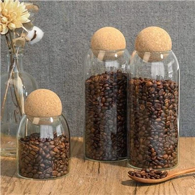1000 ml/34 Oz matoppbevaringsbeholder i glass med korklokk