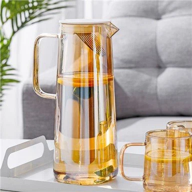 1300 ml glasskande med lokk i rustfritt stål
