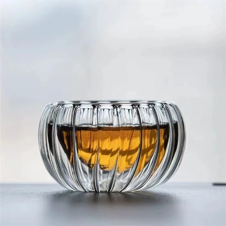 Striped Double Wall Glass Tumbler